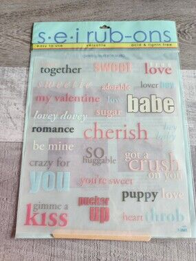 New Rub-Ons Transfers Love Phrases Words SEI Scrapbooking Card Retired #47